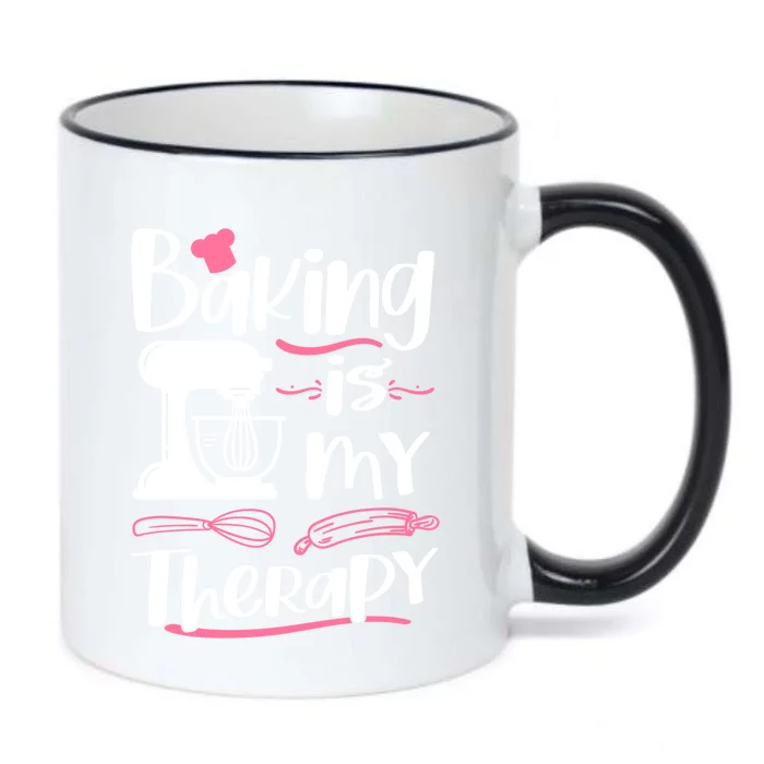 Baking Is My Therapy Baking Lover Quote Funny Baker Cookie Gift Black Color Changing Mug