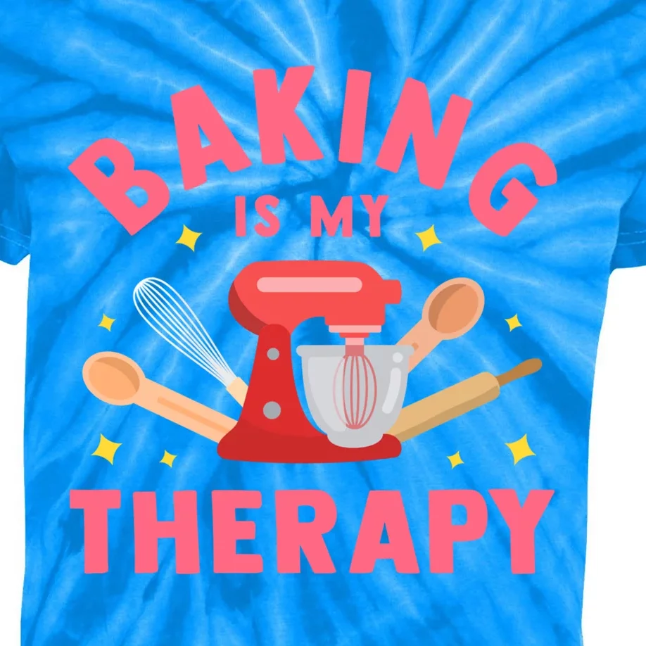 Baking Is My Therapy Funny Cooking Baker Bakery Pastry Funny Gift Meaningful Gif Kids Tie-Dye T-Shirt