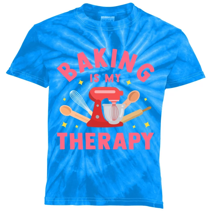 Baking Is My Therapy Funny Cooking Baker Bakery Pastry Funny Gift Meaningful Gif Kids Tie-Dye T-Shirt