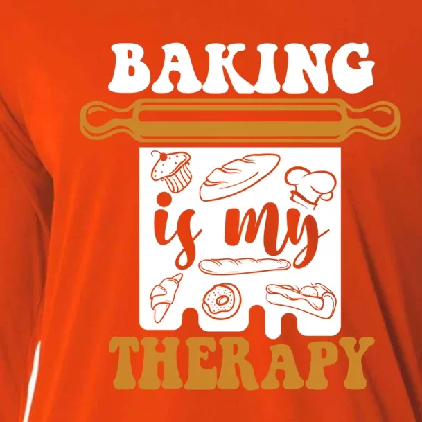 Baking Is My Therapy Bread Expert Pastry Chef Baker Bakery Gift Cooling Performance Long Sleeve Crew