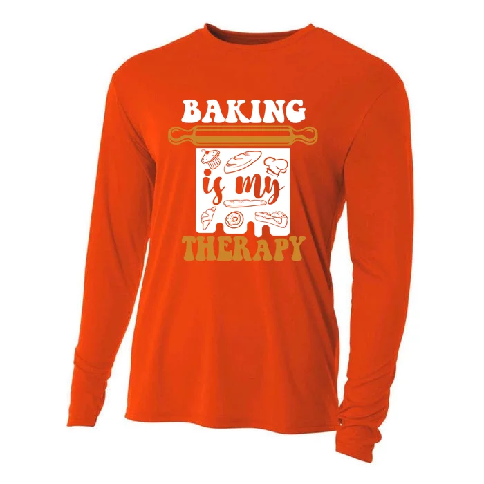 Baking Is My Therapy Bread Expert Pastry Chef Baker Bakery Gift Cooling Performance Long Sleeve Crew