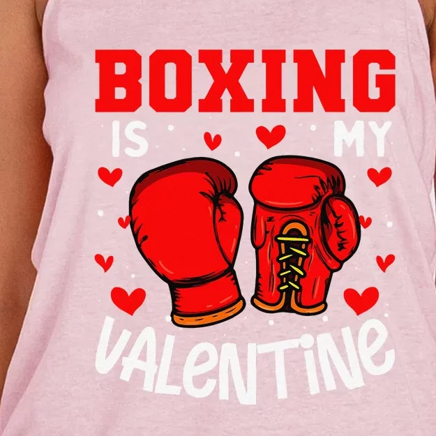 Boxing Is My Valentine Funny Sport Lover Women's Knotted Racerback Tank