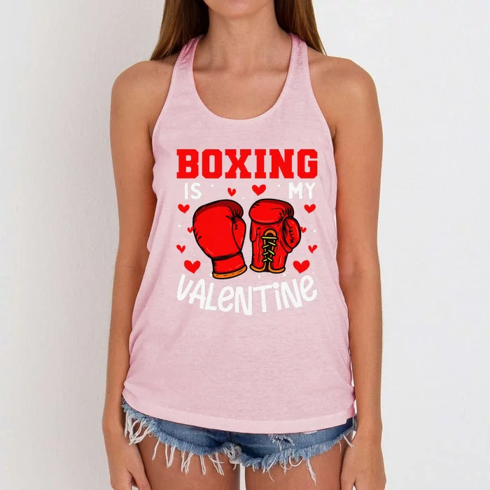 Boxing Is My Valentine Funny Sport Lover Women's Knotted Racerback Tank