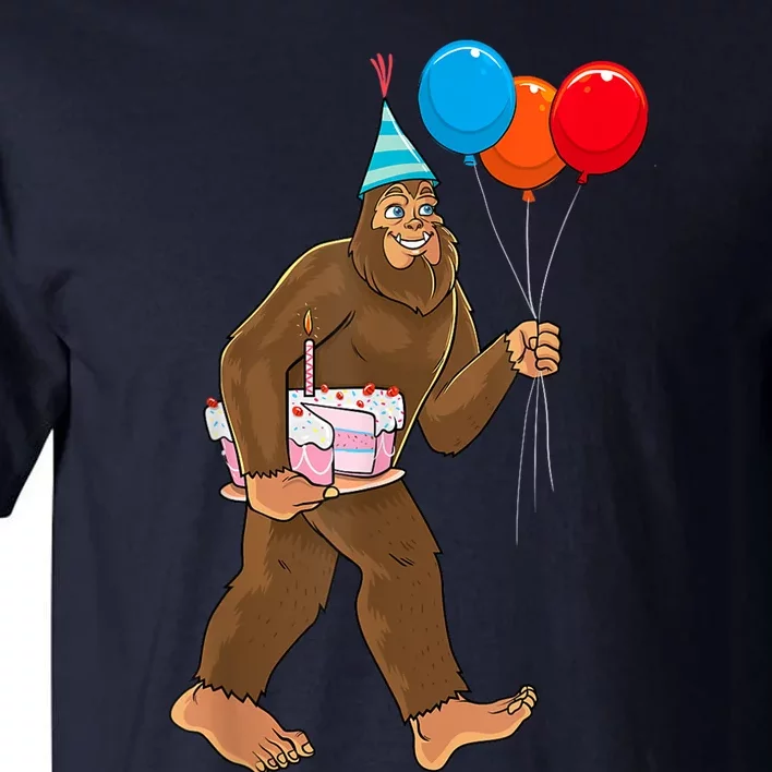 Bigfoot ItS My Birthday Party Hat Balloons Sasquatch Tall T-Shirt