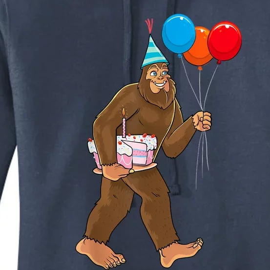 Bigfoot ItS My Birthday Party Hat Balloons Sasquatch Women's Pullover Hoodie