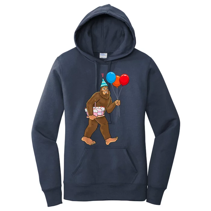 Bigfoot ItS My Birthday Party Hat Balloons Sasquatch Women's Pullover Hoodie