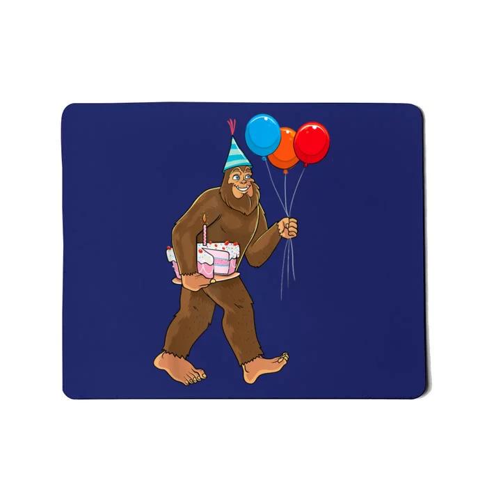 Bigfoot ItS My Birthday Party Hat Balloons Sasquatch Mousepad