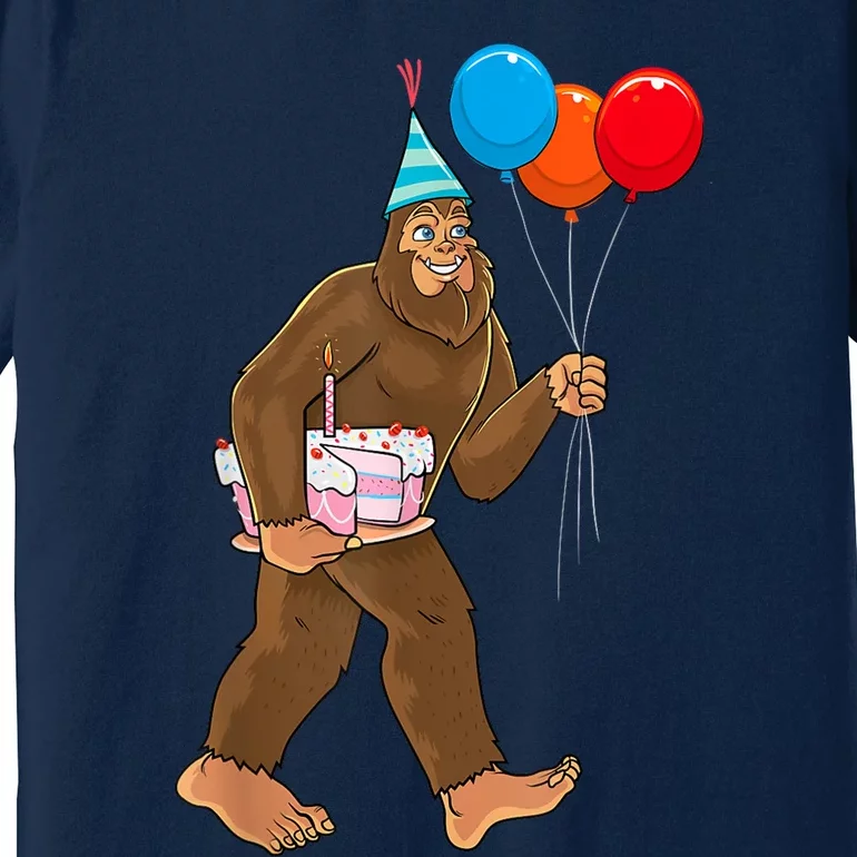 Bigfoot ItS My Birthday Party Hat Balloons Sasquatch Premium T-Shirt