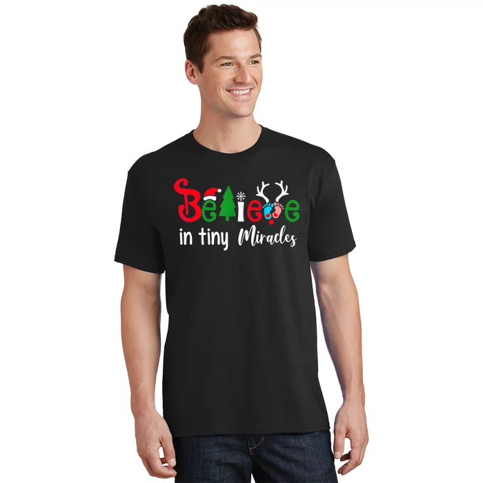 Believe In Magic Of Tiny Mistletoes NICU Nurse Christmas T-Shirt