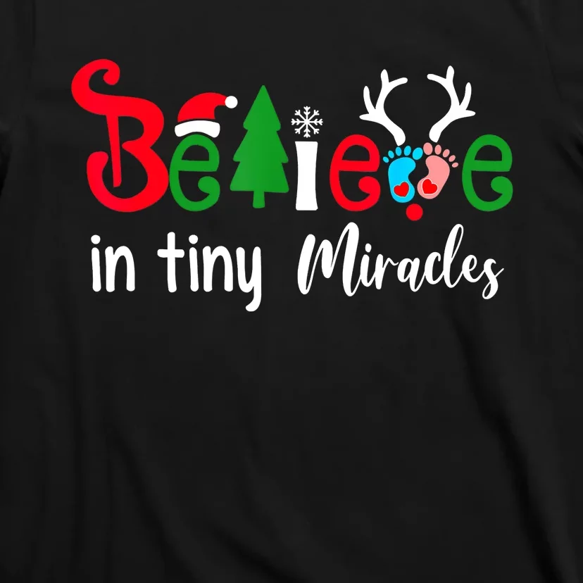 Believe In Magic Of Tiny Mistletoes NICU Nurse Christmas T-Shirt