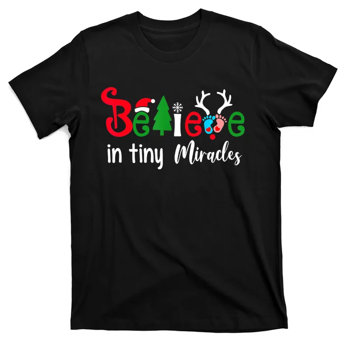 Believe In Magic Of Tiny Mistletoes NICU Nurse Christmas T-Shirt