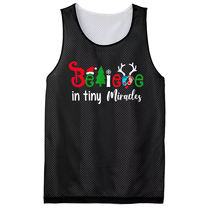 Believe In Magic Of Tiny Mistletoes NICU Nurse Christmas Mesh Reversible Basketball Jersey Tank