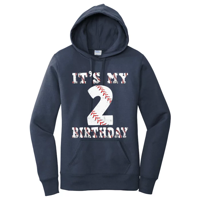 Baseball Its My 2nd Birthday Two Year Old Second Birthday Women's Pullover Hoodie