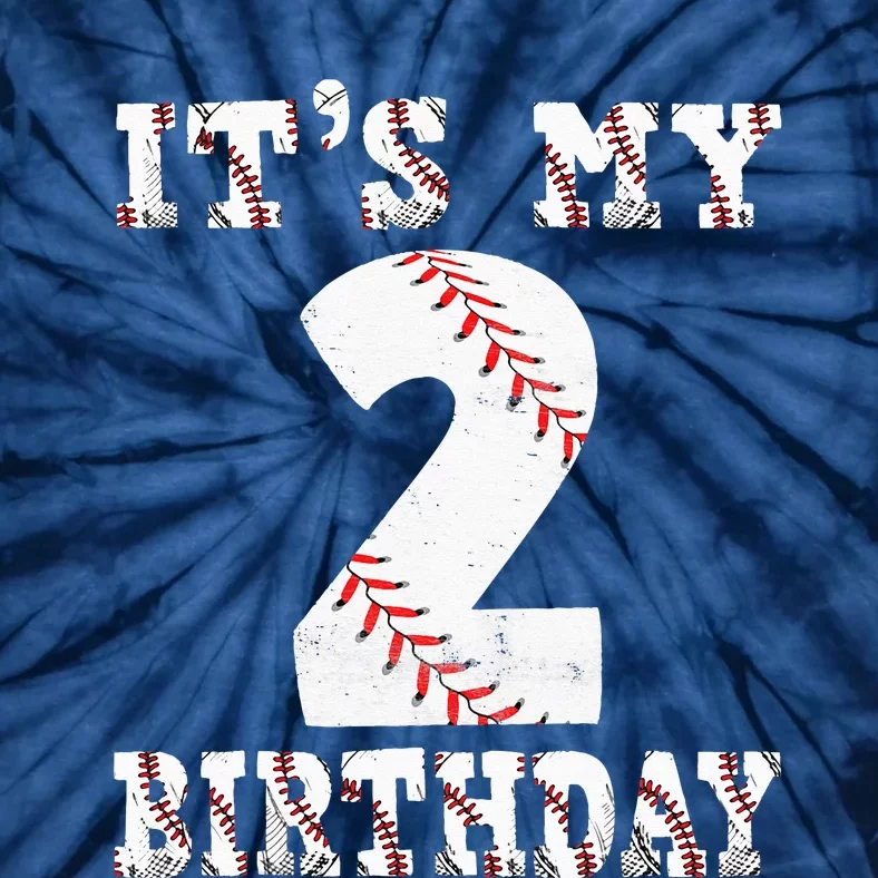 Baseball Its My 2nd Birthday Two Year Old Second Birthday Tie-Dye T-Shirt