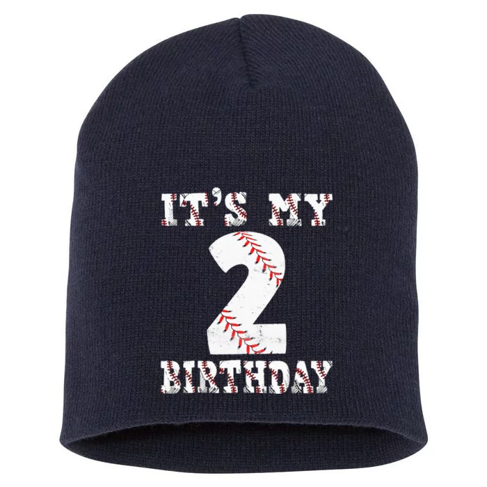 Baseball Its My 2nd Birthday Two Year Old Second Birthday Short Acrylic Beanie