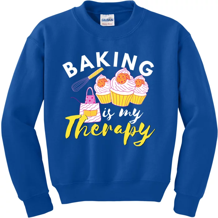 Baking Is My Therapy Cake Bakers Girl Baker Gift Cupcake Gift Kids Sweatshirt