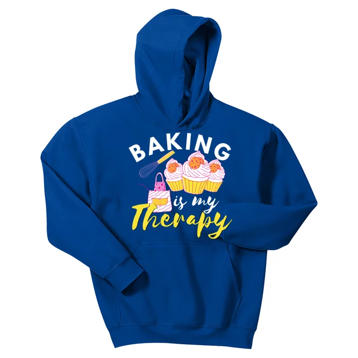 Baking Is My Therapy Cake Bakers Girl Baker Gift Cupcake Gift Kids Hoodie