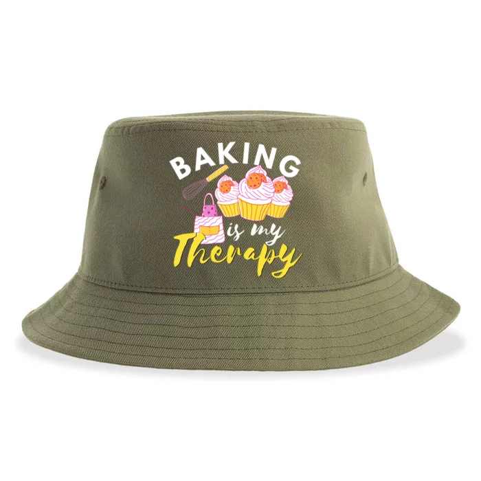 Baking Is My Therapy Cake Bakers Girl Baker Gift Cupcake Gift Sustainable Bucket Hat