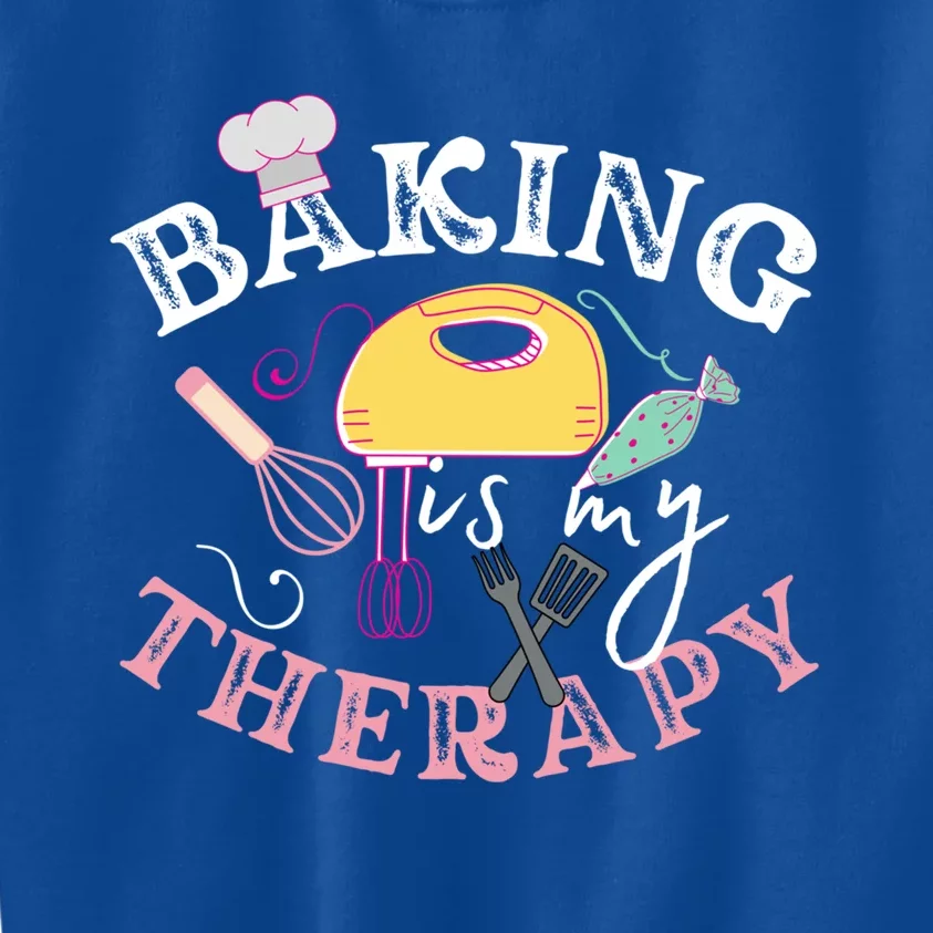 Baking Is My Therapy Cake Bakers Girl Baker Gift Cupcake Cute Gift Kids Sweatshirt