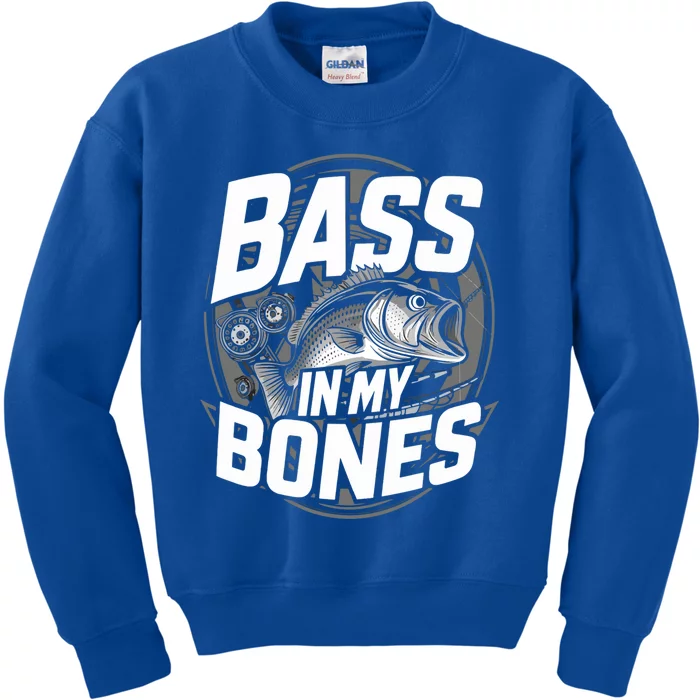 Bass In My Bones Bass Fishing Gift Kids Sweatshirt