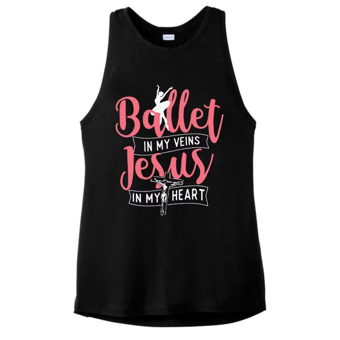 Ballet In My Veins Jesus in My Heart Ballerina Barre Dance Ladies Tri-Blend Wicking Tank