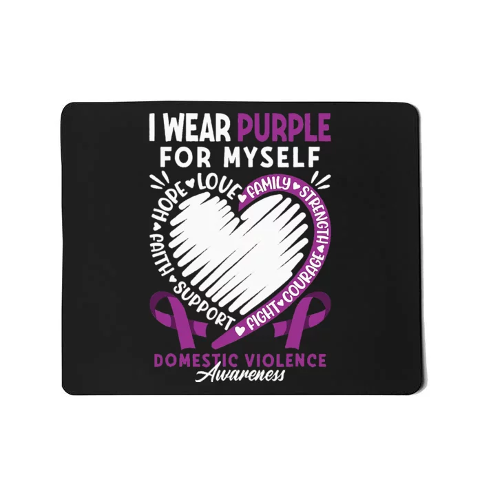 Brave I Myself I Ribbon & Heart Domestic Violence Awareness Mousepad