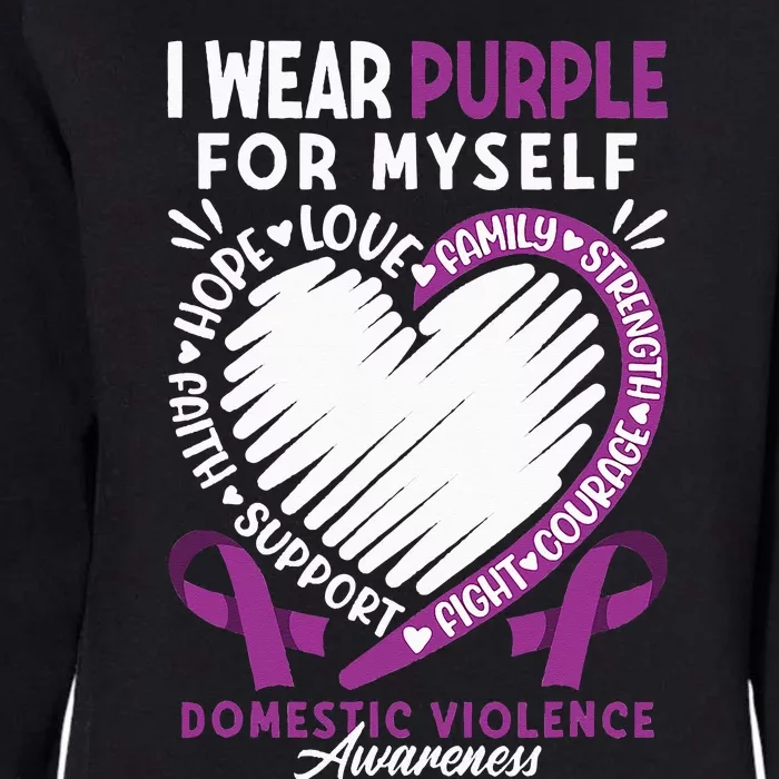 Brave I Myself I Ribbon & Heart Domestic Violence Awareness Womens California Wash Sweatshirt