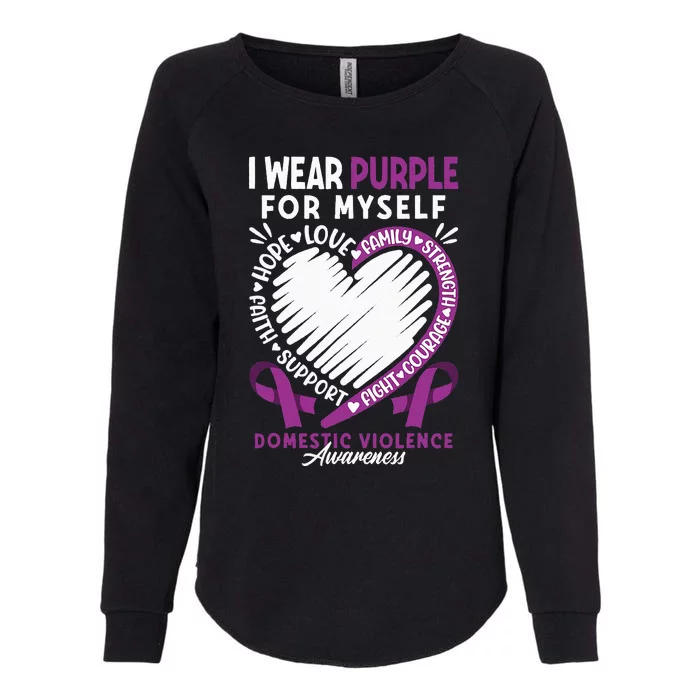 Brave I Myself I Ribbon & Heart Domestic Violence Awareness Womens California Wash Sweatshirt