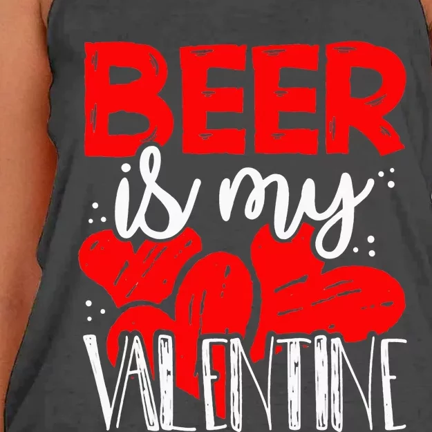 Beer Is My Valentine Day Drunk Cupid Drinking Heart Women's Knotted Racerback Tank