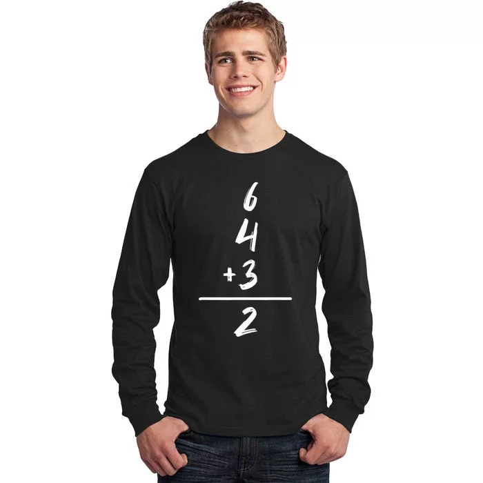 Baseball Inspired Math 6 4 3 2 Double Play Softball Game Tee Tall Long Sleeve T-Shirt