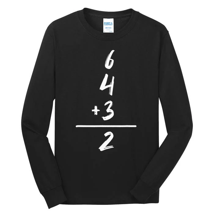 Baseball Inspired Math 6 4 3 2 Double Play Softball Game Tee Tall Long Sleeve T-Shirt