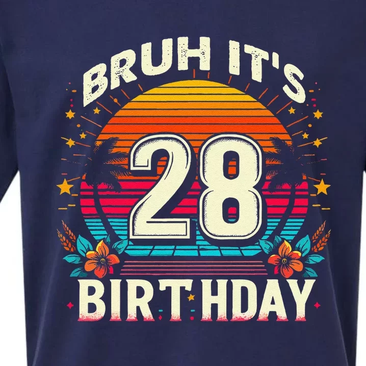 Bruh ItS My 28th Birthday Funny 28 Years Old Design Sueded Cloud Jersey T-Shirt