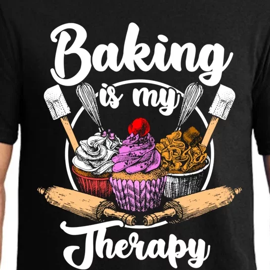 Baking Is My Therapy Happy Baker Cake Bread Pastry Chef Funny Gift Pajama Set