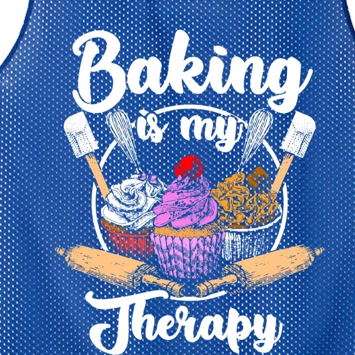 Baking Is My Therapy Happy Baker Cake Bread Pastry Chef Funny Gift Mesh Reversible Basketball Jersey Tank