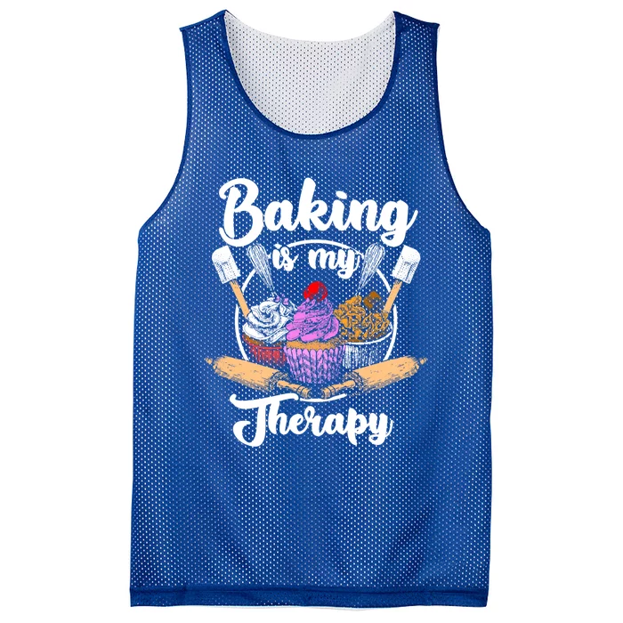 Baking Is My Therapy Happy Baker Cake Bread Pastry Chef Funny Gift Mesh Reversible Basketball Jersey Tank