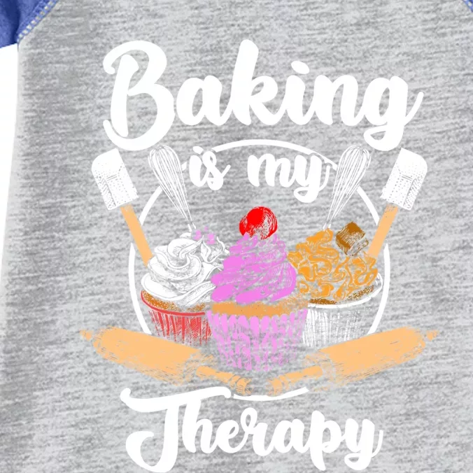 Baking Is My Therapy Happy Baker Cake Bread Pastry Chef Funny Gift Infant Baby Jersey Bodysuit