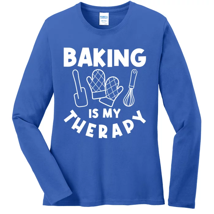 Baking Is My Therapy Cake Baking Pastry Confectioner Baker Gift Ladies Long Sleeve Shirt