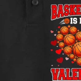 Basketball Is My Valentine Basketball Heart Valentines Day Dry Zone Grid Performance Polo