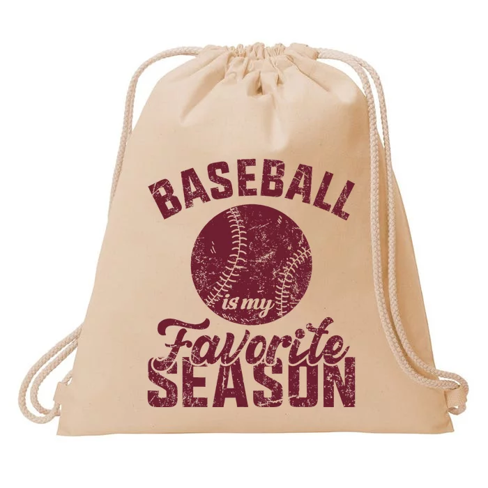 Baseball Is My Favorite Season Vintage Drawstring Bag