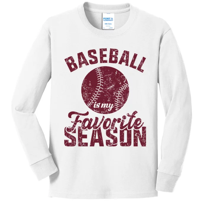 Baseball Is My Favorite Season Vintage Kids Long Sleeve Shirt