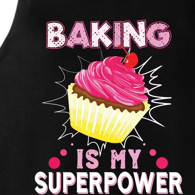 BAKING IS MY SUPERPOWER 3 Sweet Cupcakes Holidays Baker Gift Ladies Tri-Blend Wicking Tank