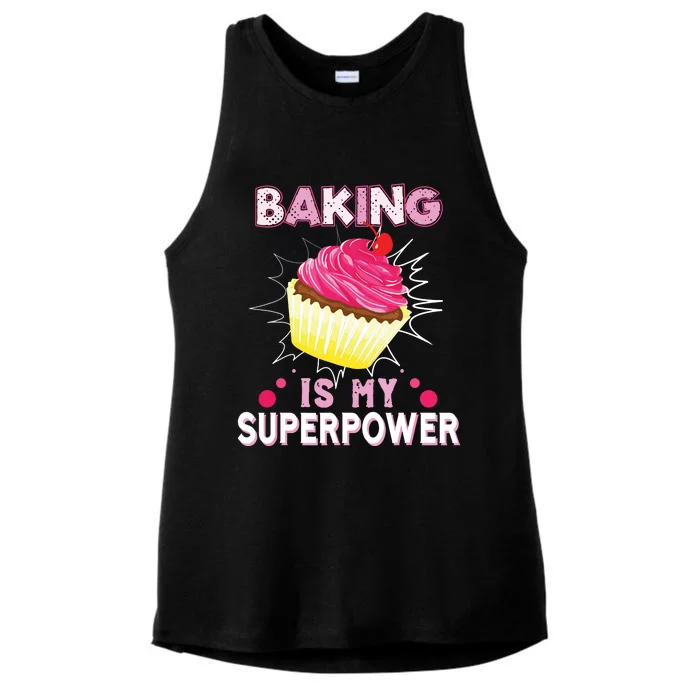 BAKING IS MY SUPERPOWER 3 Sweet Cupcakes Holidays Baker Gift Ladies Tri-Blend Wicking Tank