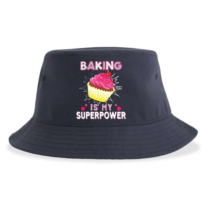 BAKING IS MY SUPERPOWER 3 Sweet Cupcakes Holidays Baker Gift Sustainable Bucket Hat