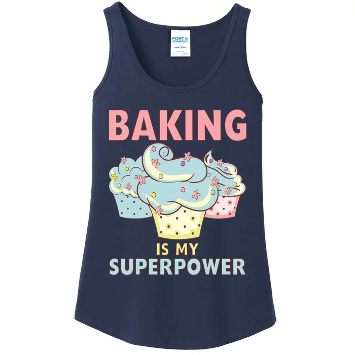 BAKING IS MY SUPERPOWER 3 Sweet Cupcakes Holidays Baker Gift Ladies Essential Tank