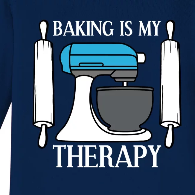 Baking Is My Therapy Chef Jersey Meaningful Gift Baby Long Sleeve Bodysuit