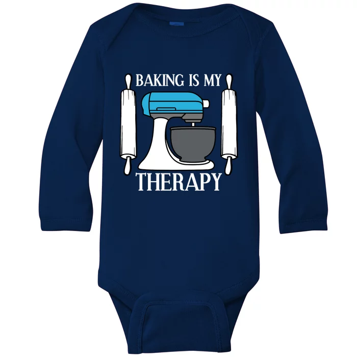 Baking Is My Therapy Chef Jersey Meaningful Gift Baby Long Sleeve Bodysuit