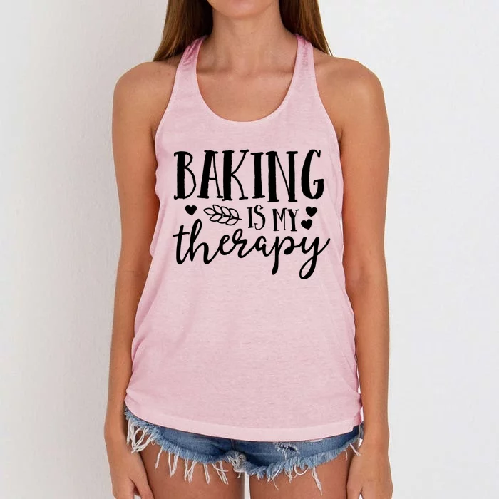 Baking Is My Therapy Gift For Baker Lover Mom Mother Gift Cool Gift Women's Knotted Racerback Tank