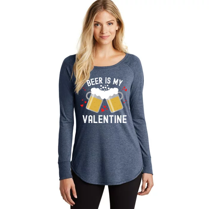 Beer Is My Valentine Beer Heart Valentine's Day Sarcastic Gift Women's Perfect Tri Tunic Long Sleeve Shirt