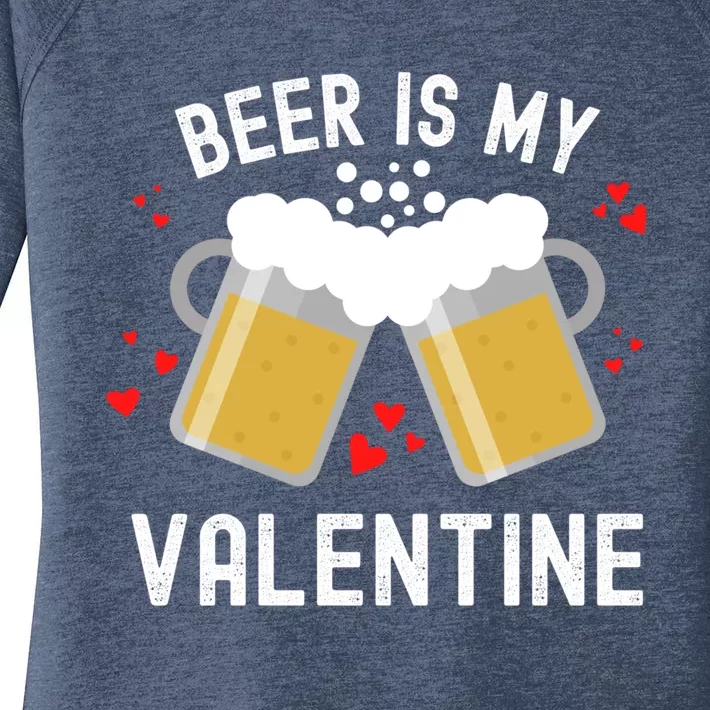 Beer Is My Valentine Beer Heart Valentine's Day Sarcastic Gift Women's Perfect Tri Tunic Long Sleeve Shirt