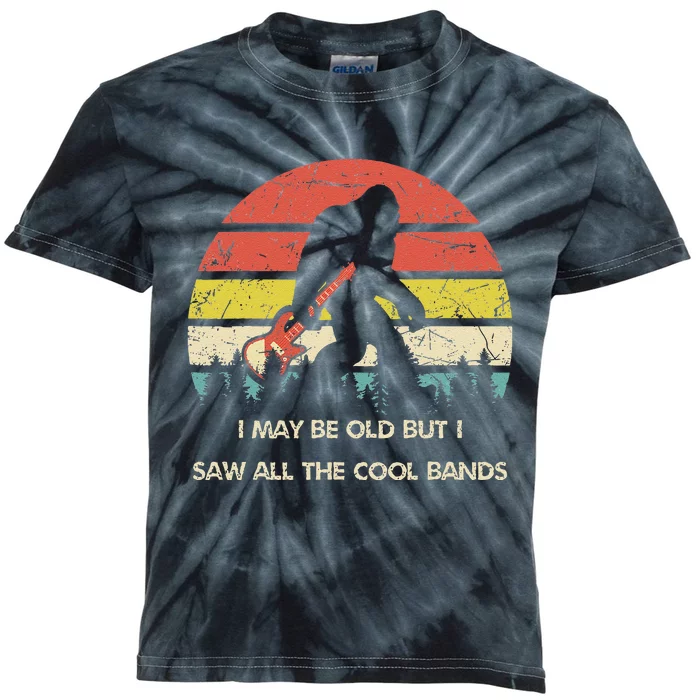 Bigfoot I May Be Old But Saw All The Cool Bands With Guitar Kids Tie-Dye T-Shirt